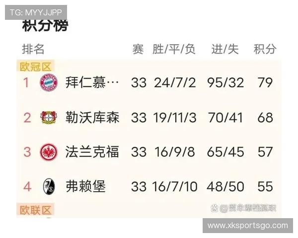 德甲联赛最新积分排名情况及前十球队实力对比